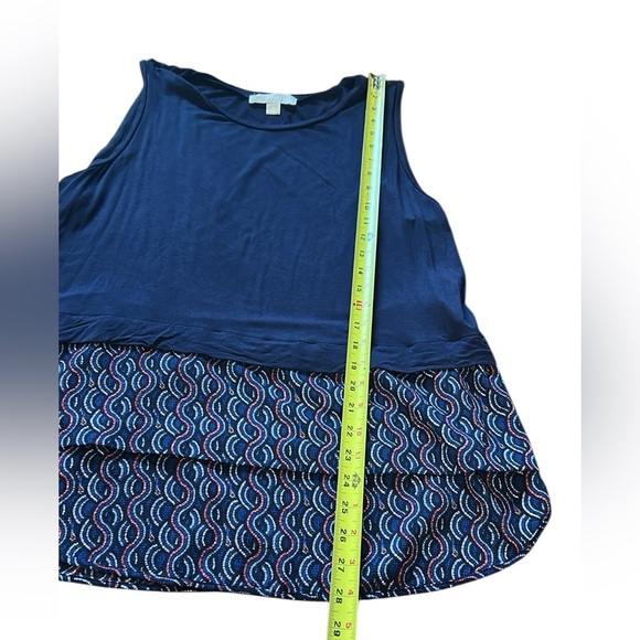 Micheal Micheal Kors XL Navy Blue Sleeveless Top ,tunic with Patterned Hem,hi-lo - Picture 9 of 13